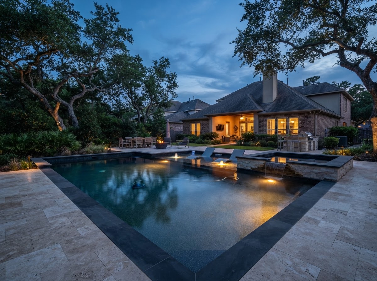 Dark-Tile Luxury Pool