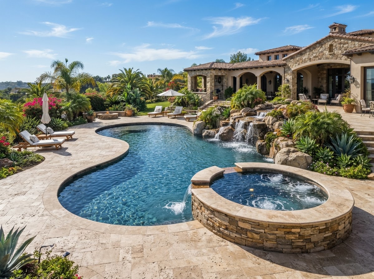 Freeform Pool with Waterfall