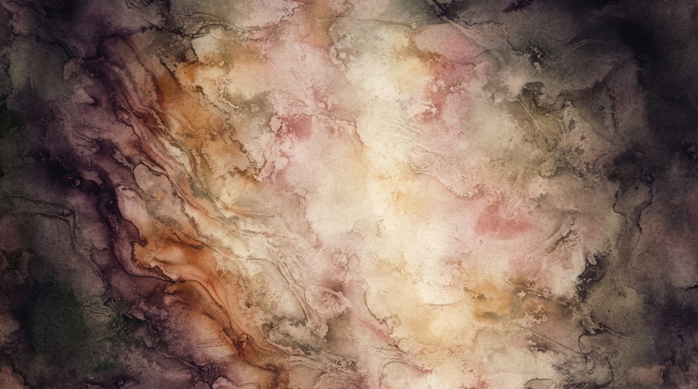 Abstract earth and water texture — clay, aubergine and warm cream in dialogue