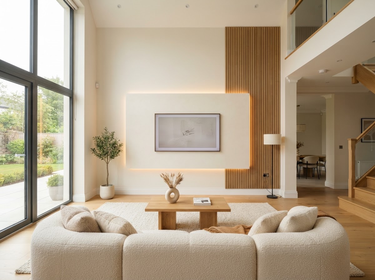 New-build homes in Cork with a slim modern media wall installed