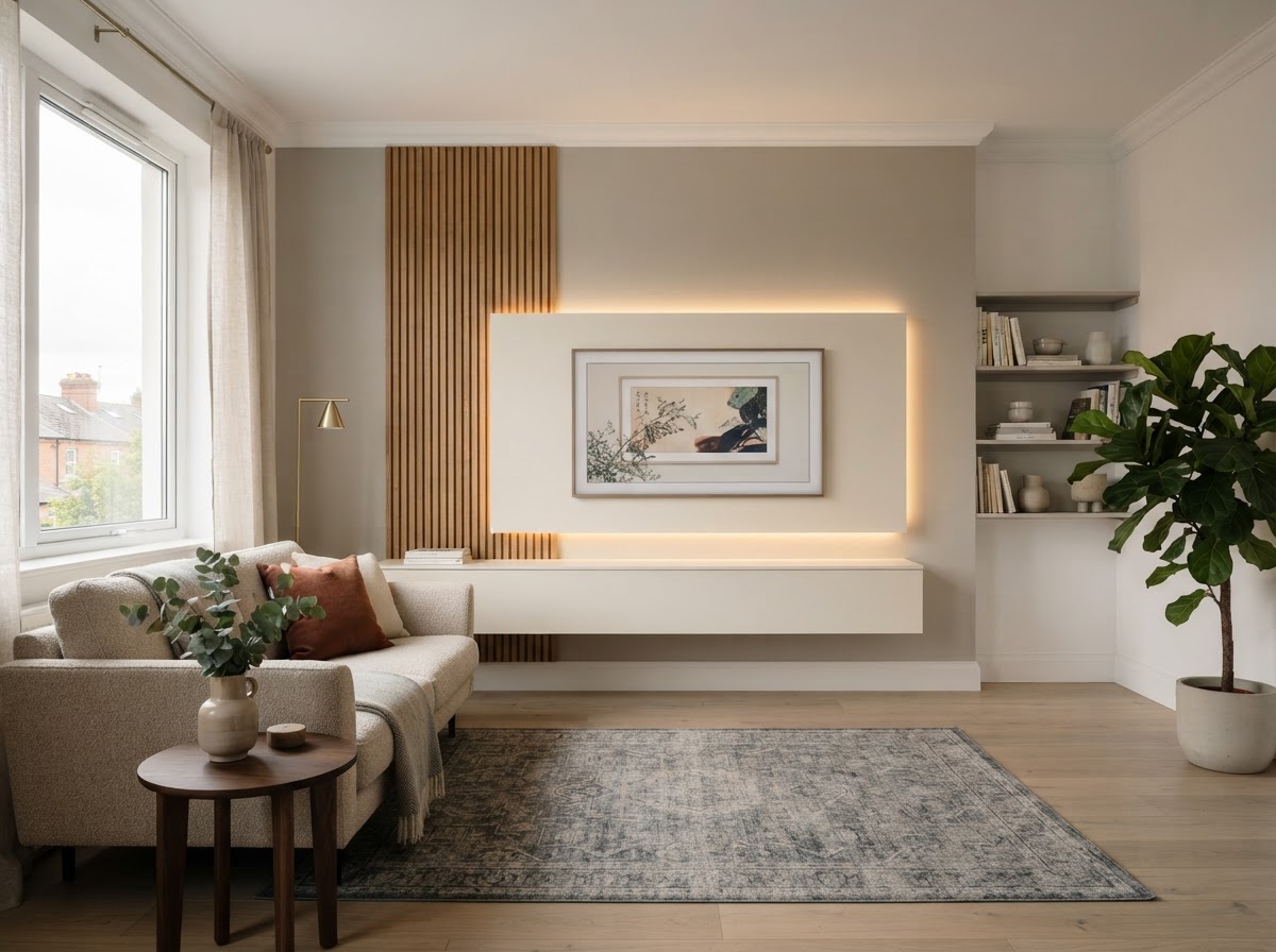 Apartments in Cork with a slim modern media wall installed