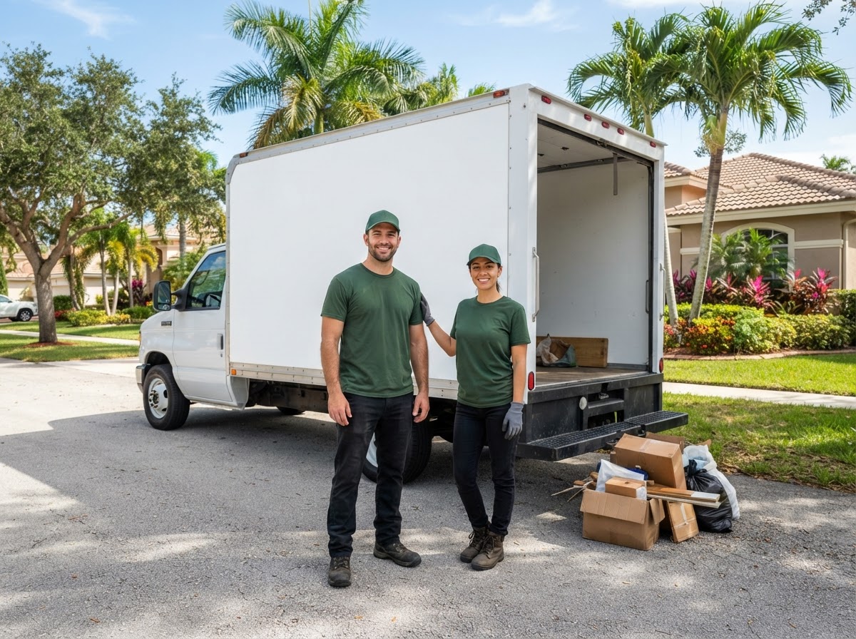 Coconut Creek Junk Removal crew and truck team photo in Broward County FL