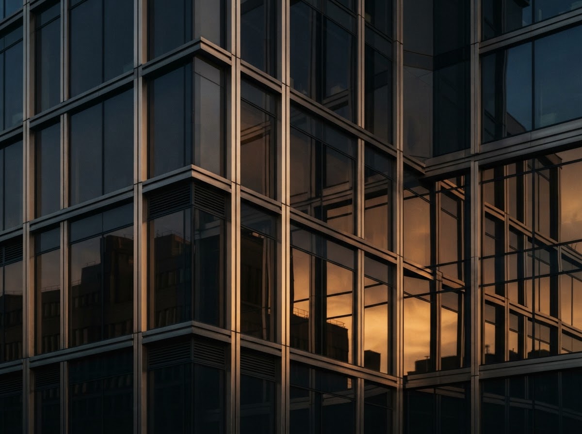 Sleek modern architectural facade symbolizing a well-built website foundation
