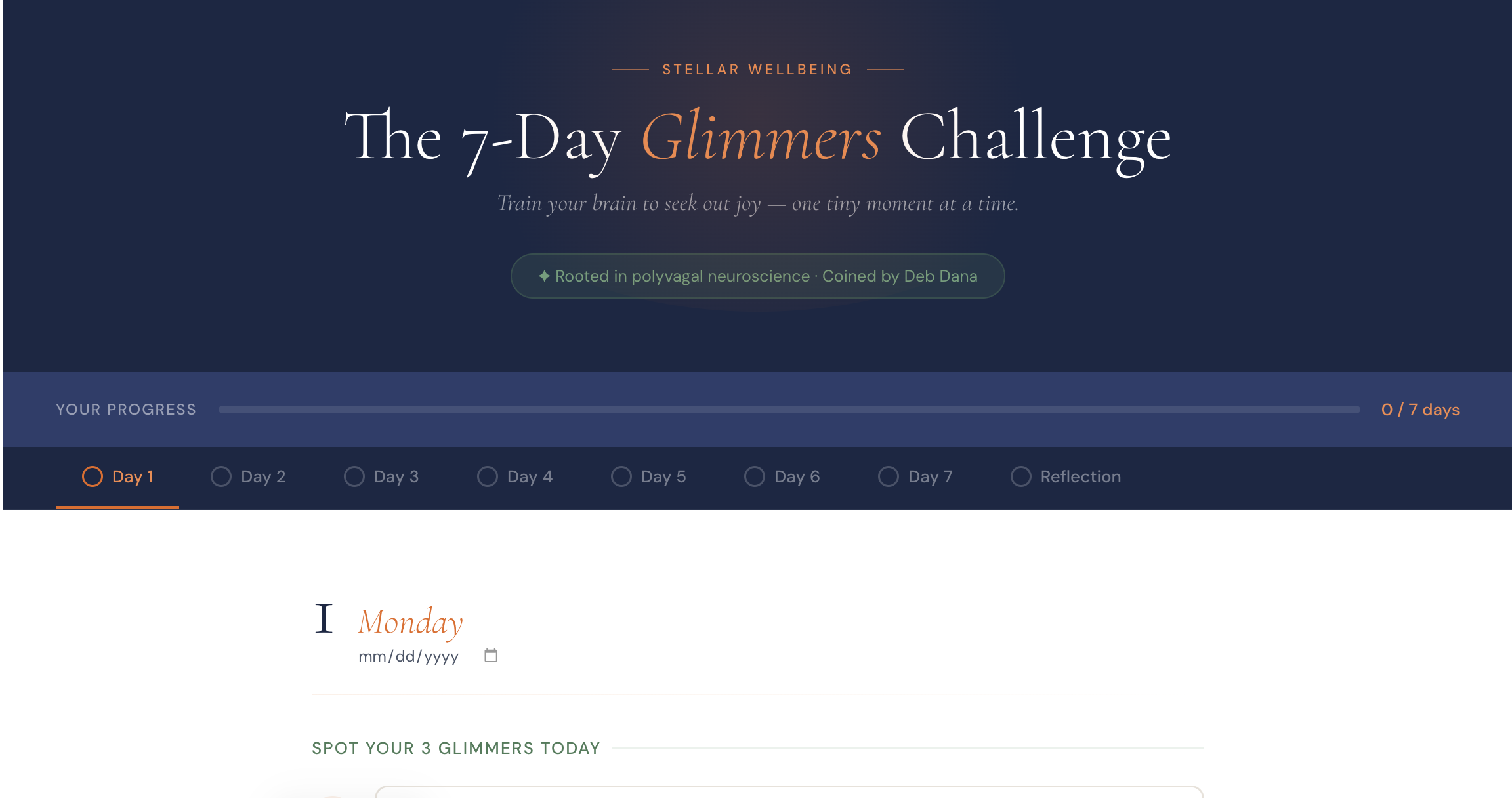 7-Day Glimmers Challenge App