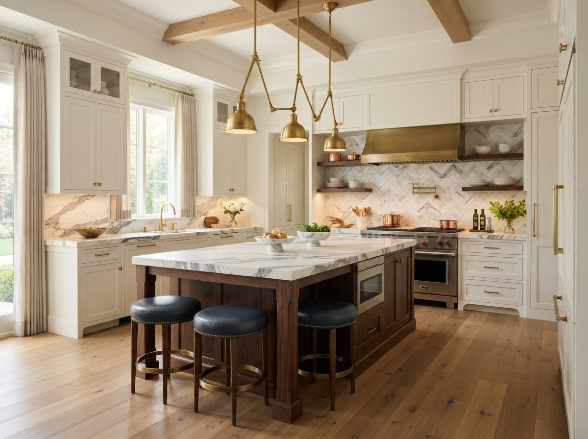 Kitchen with Statuario Marble Kitchen