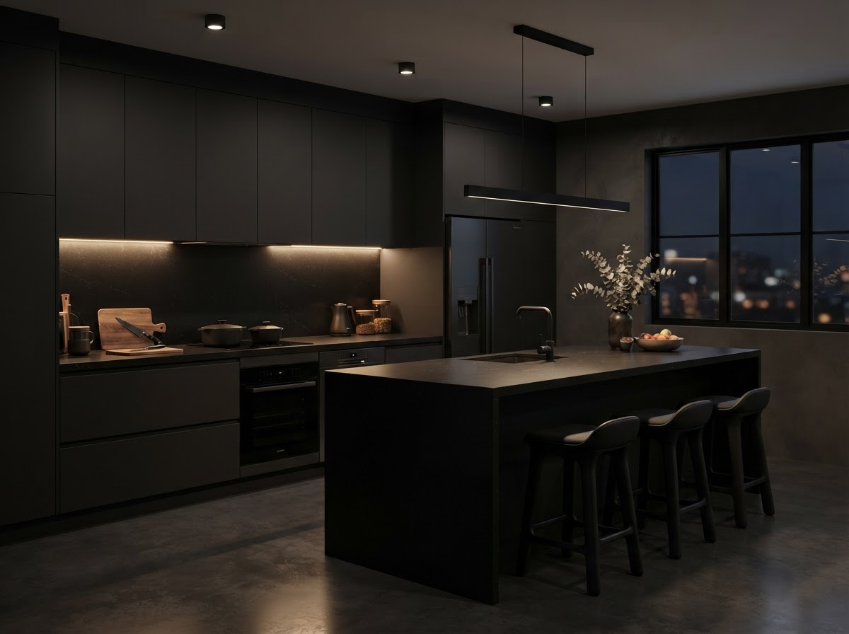 Kitchen with Black Quartz Kitchen