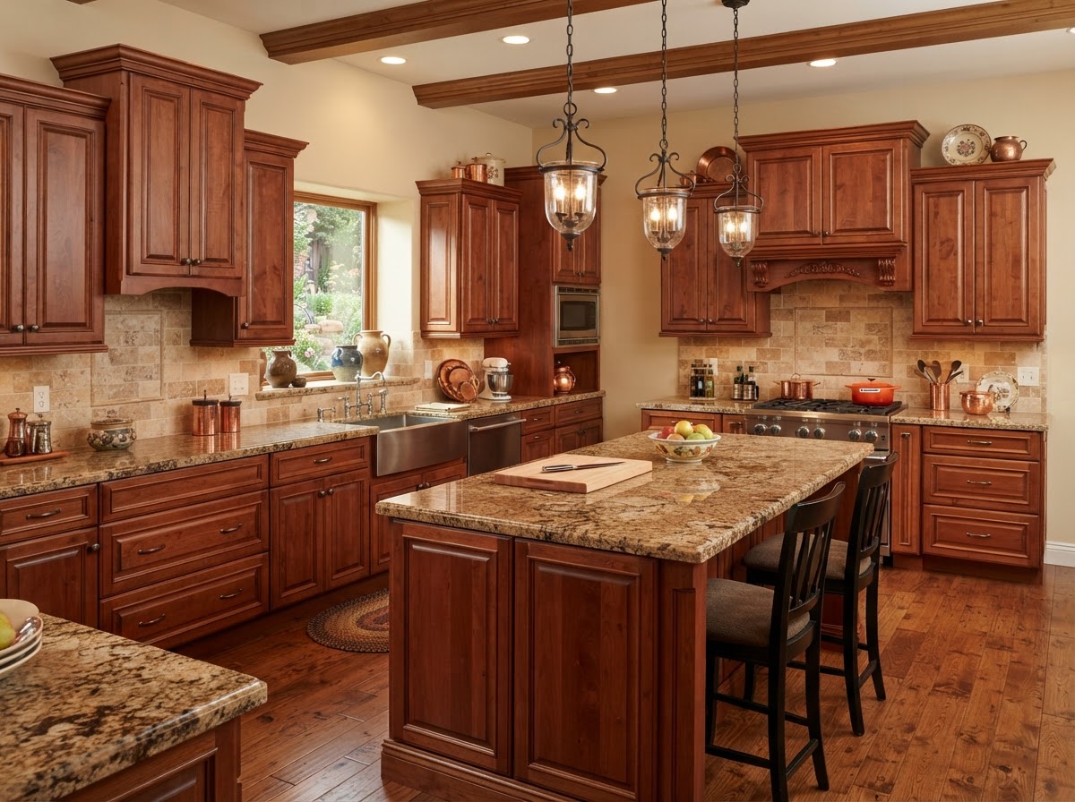 Kitchen with Tan Brown Granite Kitchen