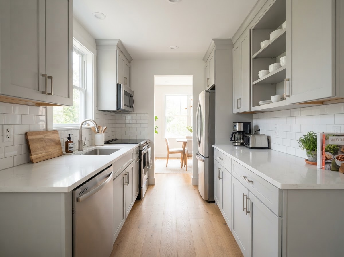 full-height backsplash with outlet cutouts