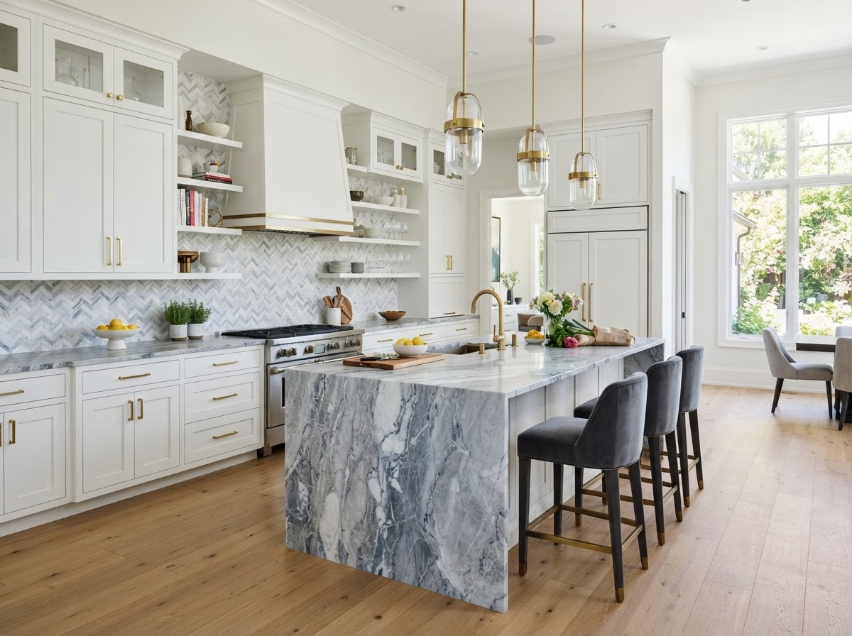 Kitchen with Bardiglio Marble Kitchen