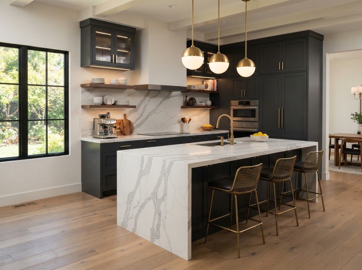 Kitchen with Calacatta Quartz Kitchen