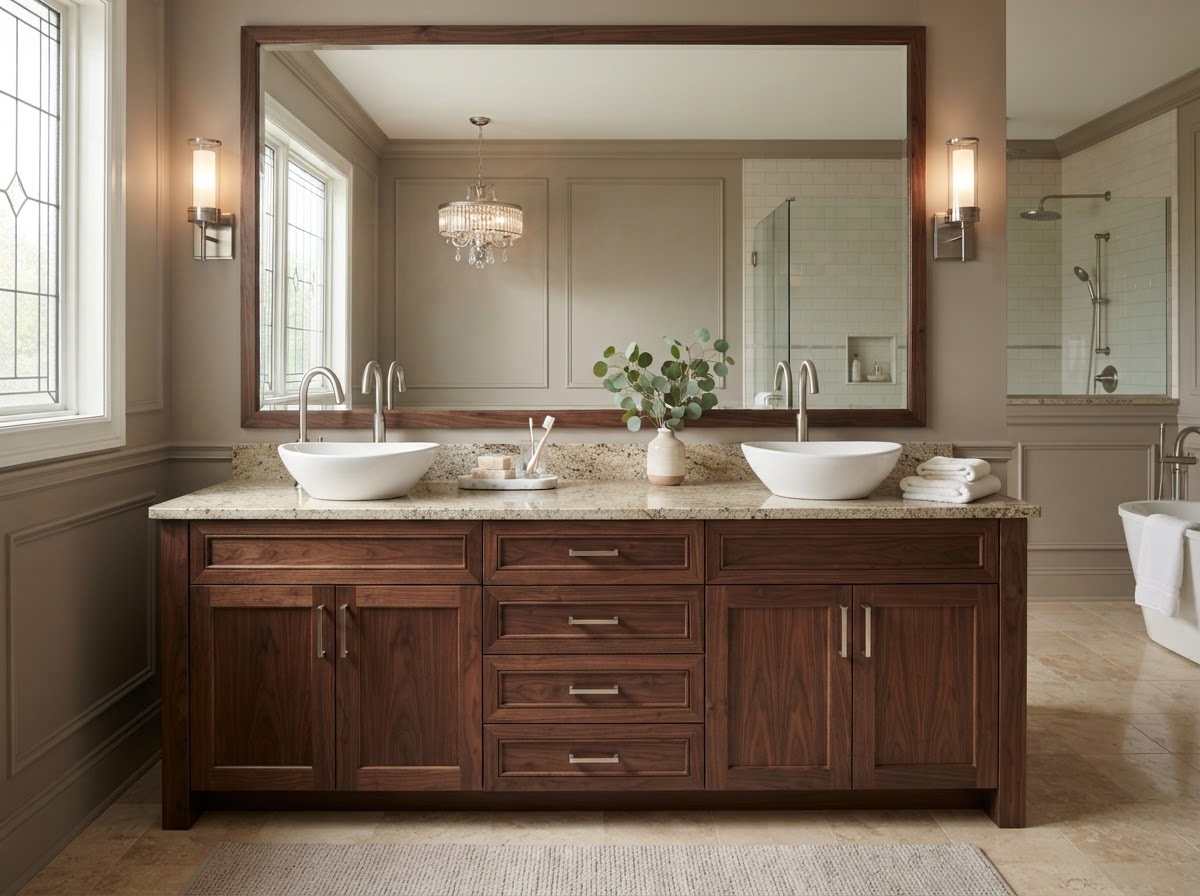 granite vanity with vessel sink