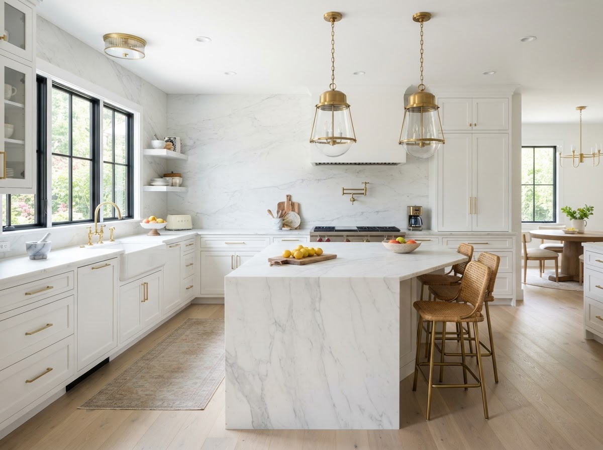 Kitchen with Carrara Porcelain Kitchen