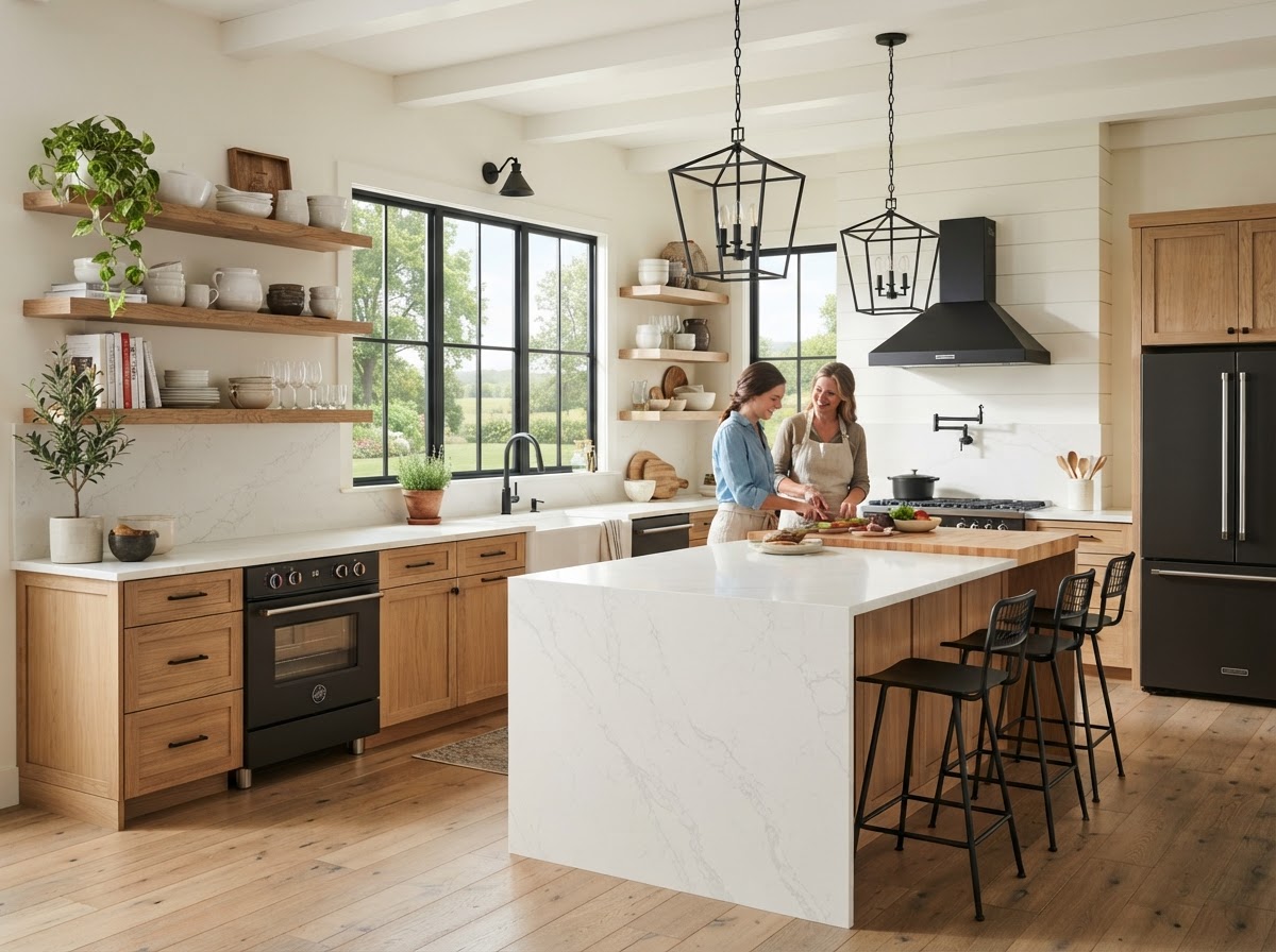 Kitchen with Farmhouse Quartz Kitchen