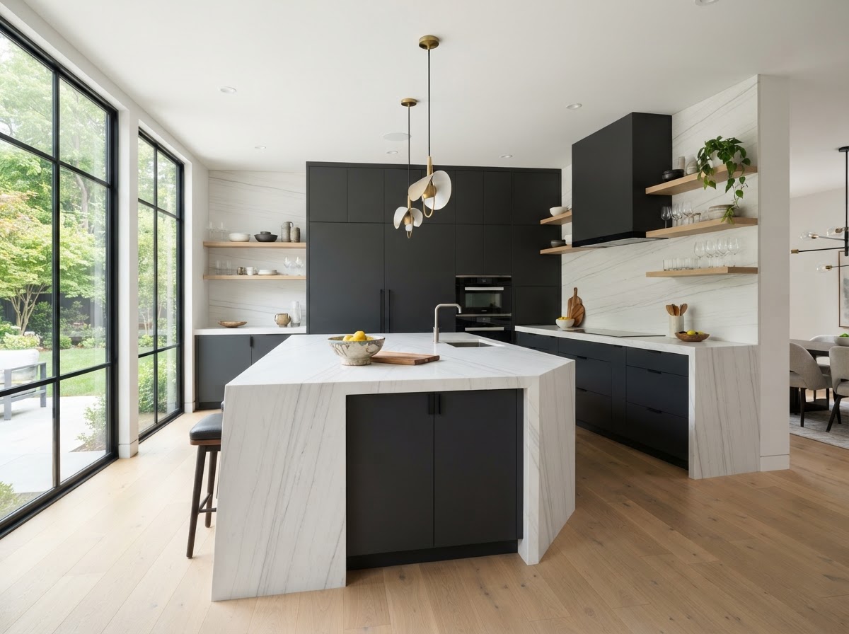 Kitchen with White Macaubas Quartzite Kitchen