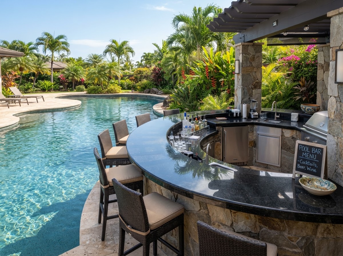 granite bar top with seating