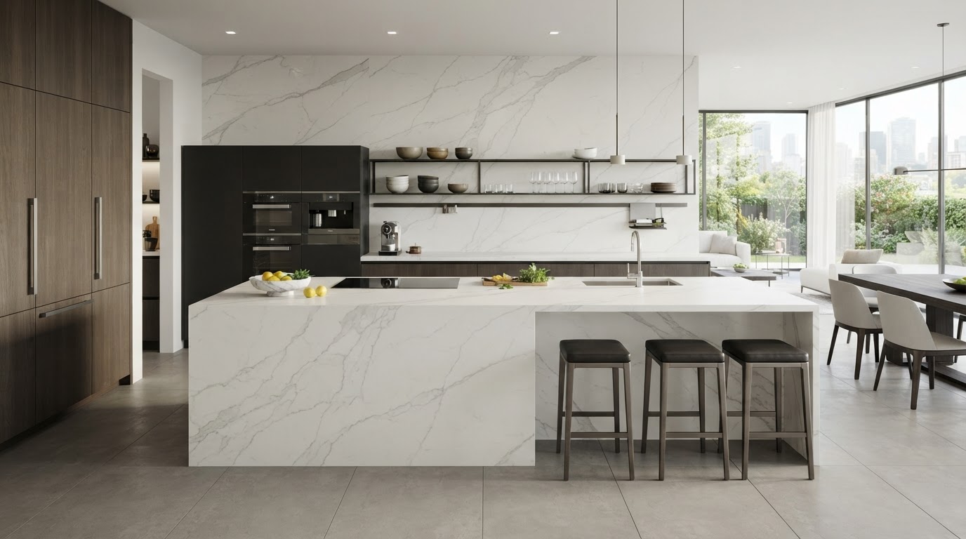 Ultra-Modern Porcelain Slab Kitchen Wall & Counter