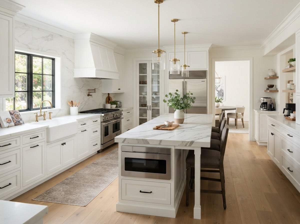 Kitchen with Grey-Veined Quartz Kitchen