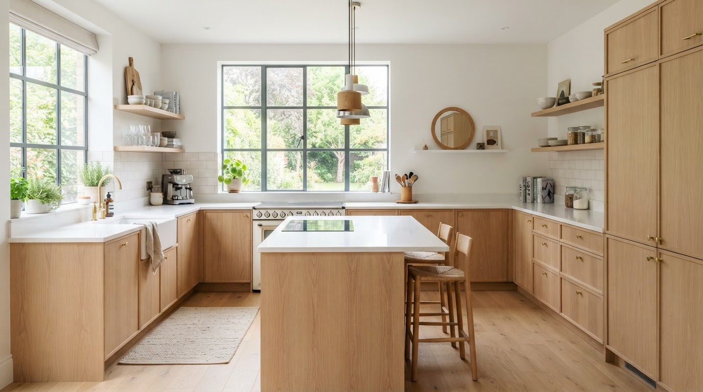 Bright Scandinavian Light Oak & White Quartz