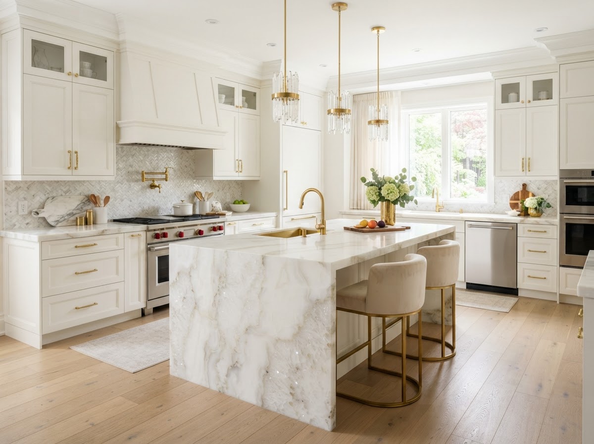 Kitchen with Cristallo Quartzite Kitchen