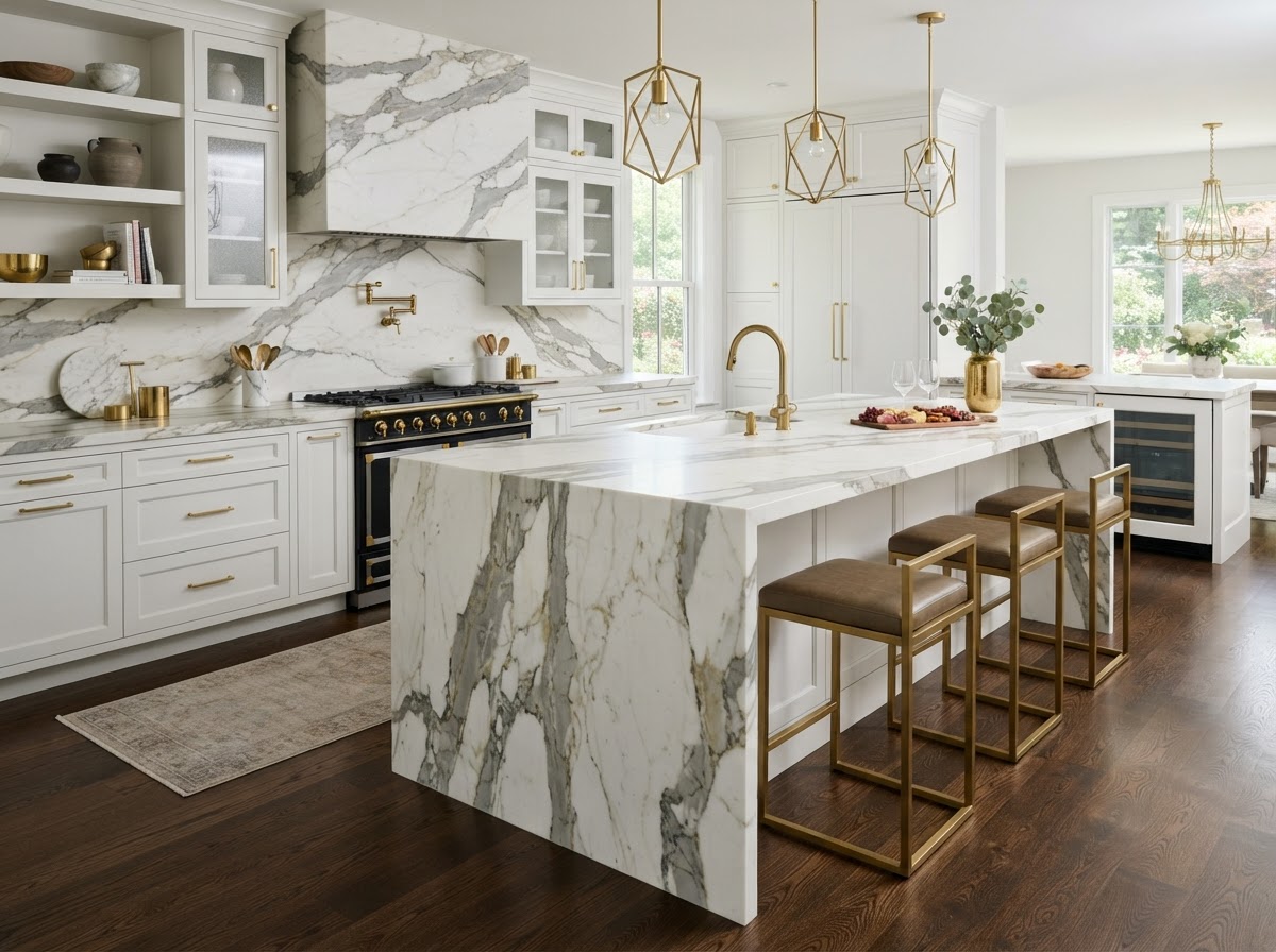 Kitchen with Calacatta Macaubas Quartzite Kitchen