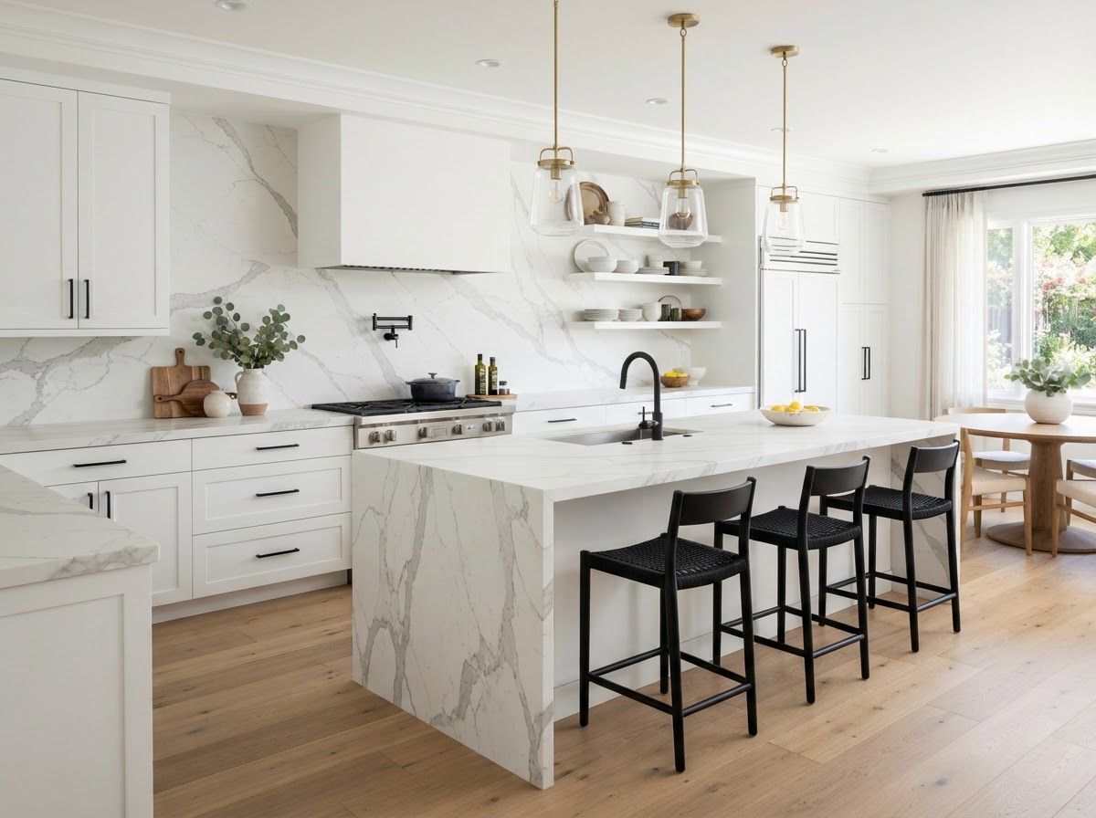 Kitchen with Calacatta Porcelain Kitchen