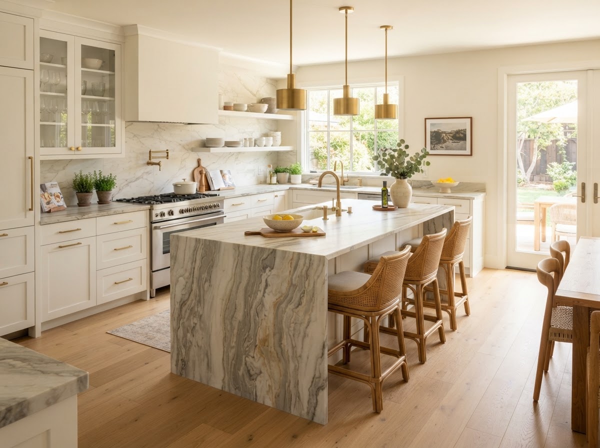 Kitchen with Sea Pearl Quartzite Kitchen