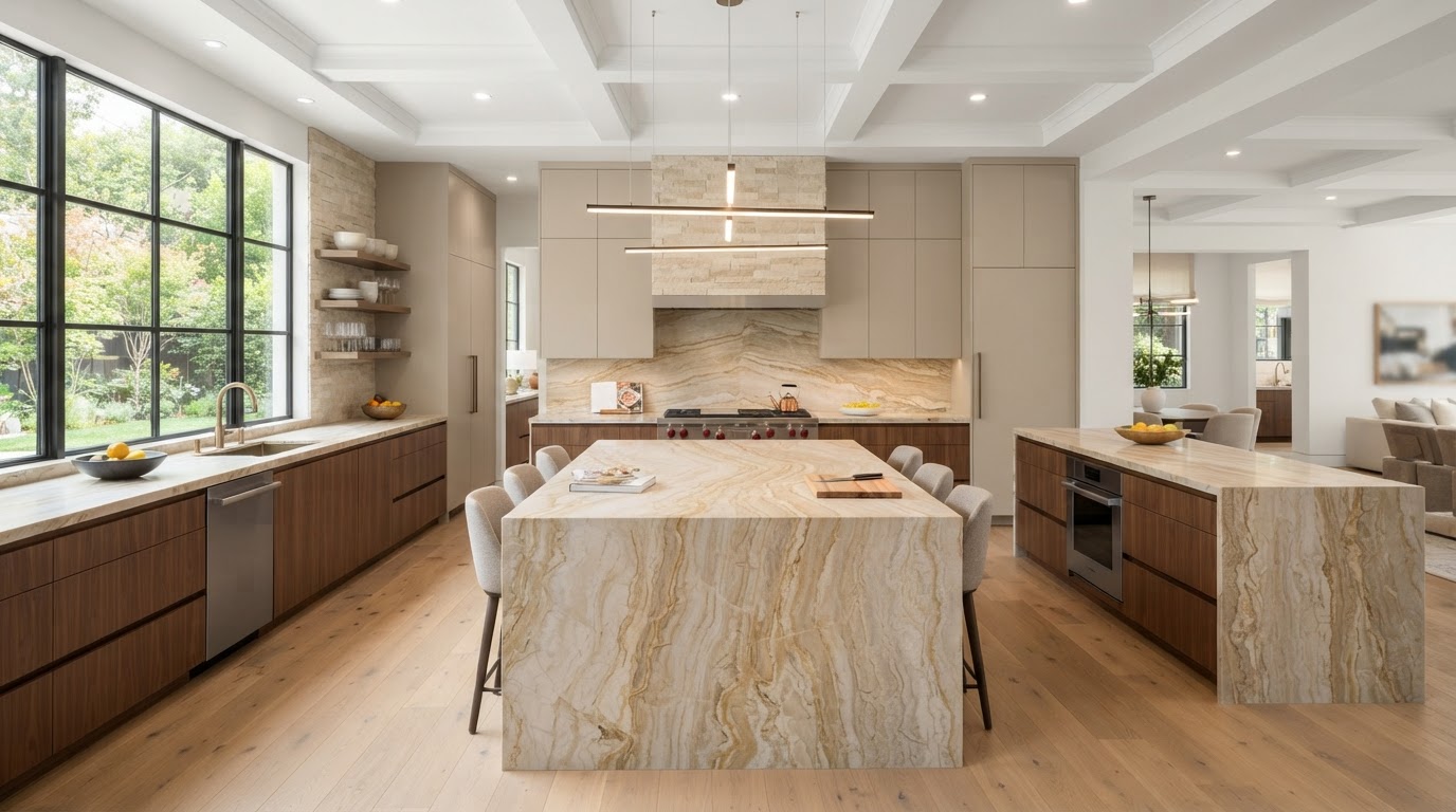 Taj Mahal Quartzite Kitchen & Full Backsplash