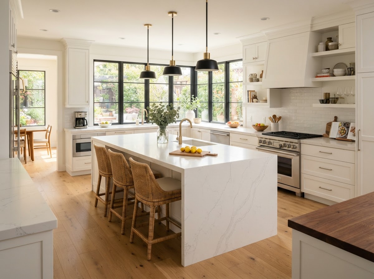 Kitchen with White Quartz Kitchen