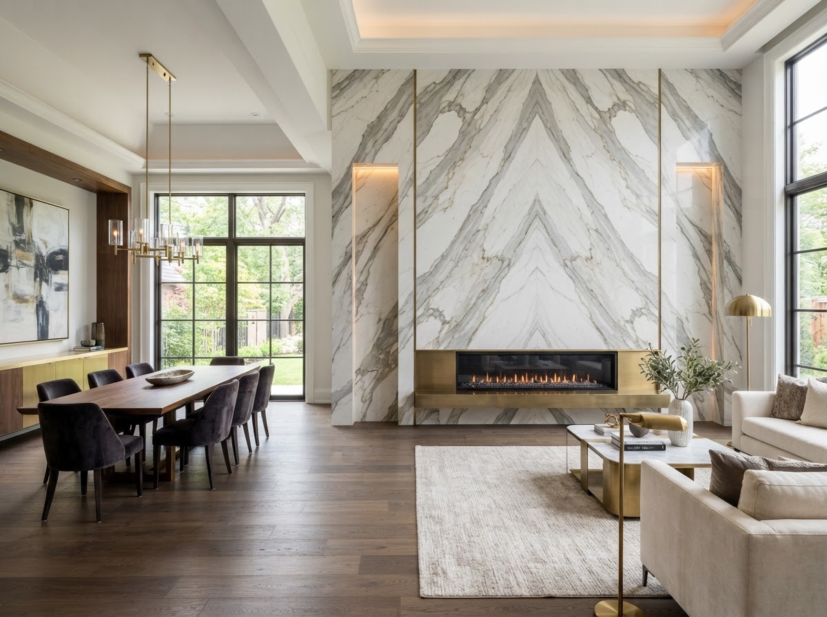 porcelain fireplace feature wall large-format