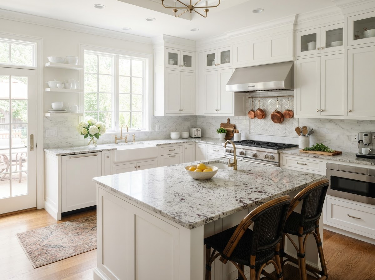 Kitchen with Kashmir White Granite Kitchen