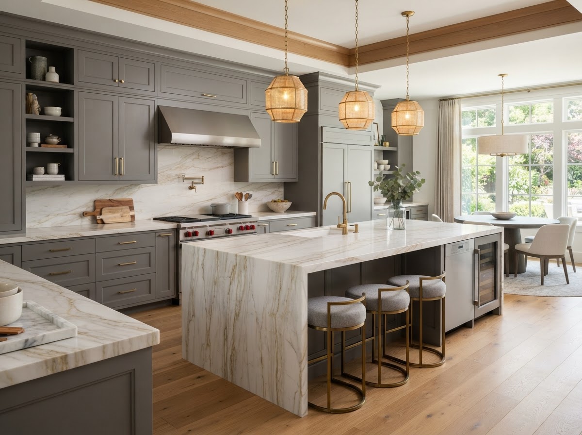 Kitchen with Mont Blanc Quartzite Kitchen