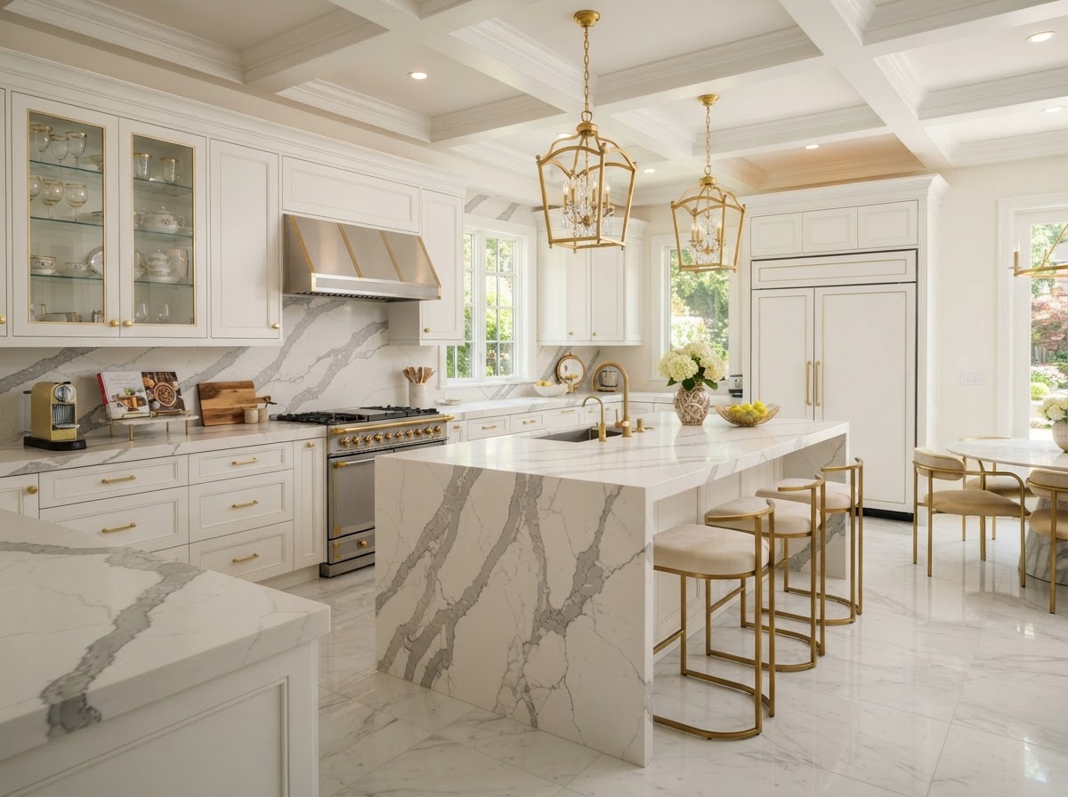 Kitchen with Statuario Quartz Kitchen