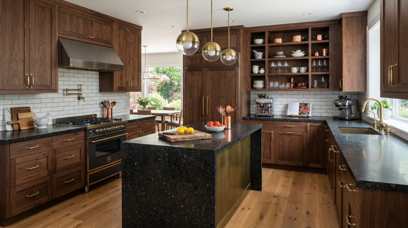 Gourmet Dark Polished Granite Kitchen
