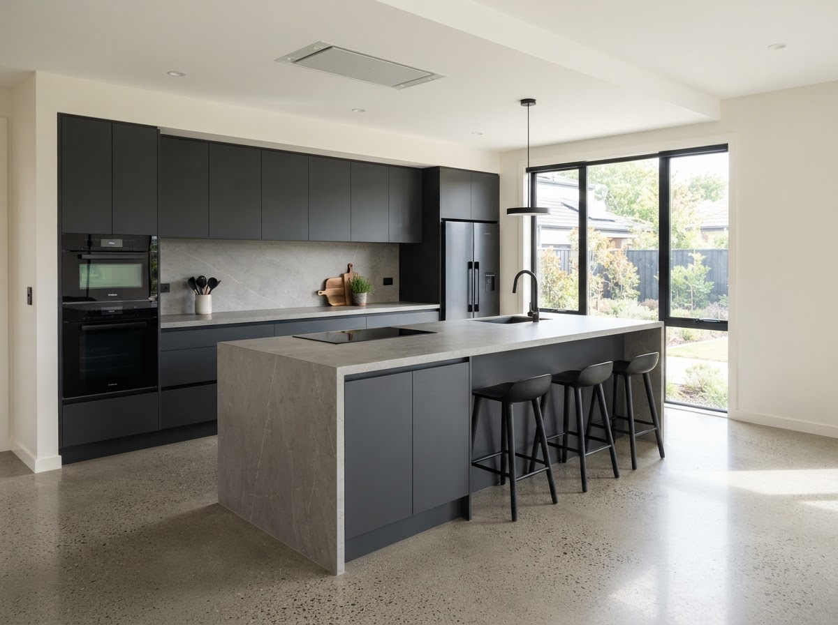 quartz full-height backsplash with seamless seams