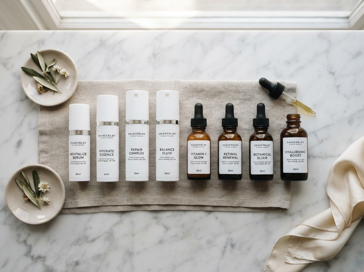 Inspira Skin turnkey private label collection on luxury marble counter