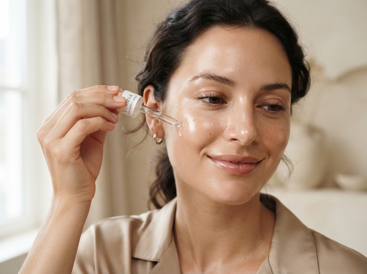 Aesthetic model with glowing radiant skin