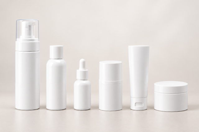 All White Private Label Skincare Packaging