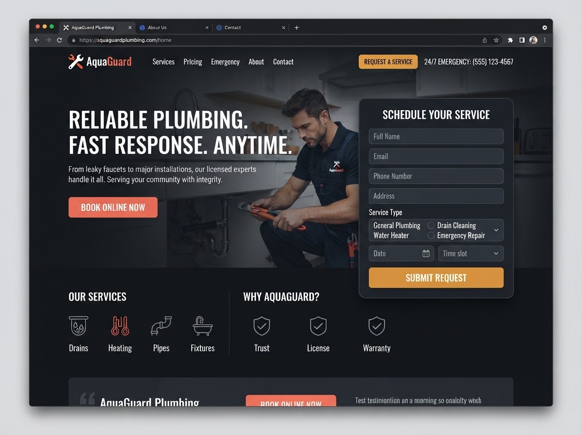 RapidFlow Plumbing website preview