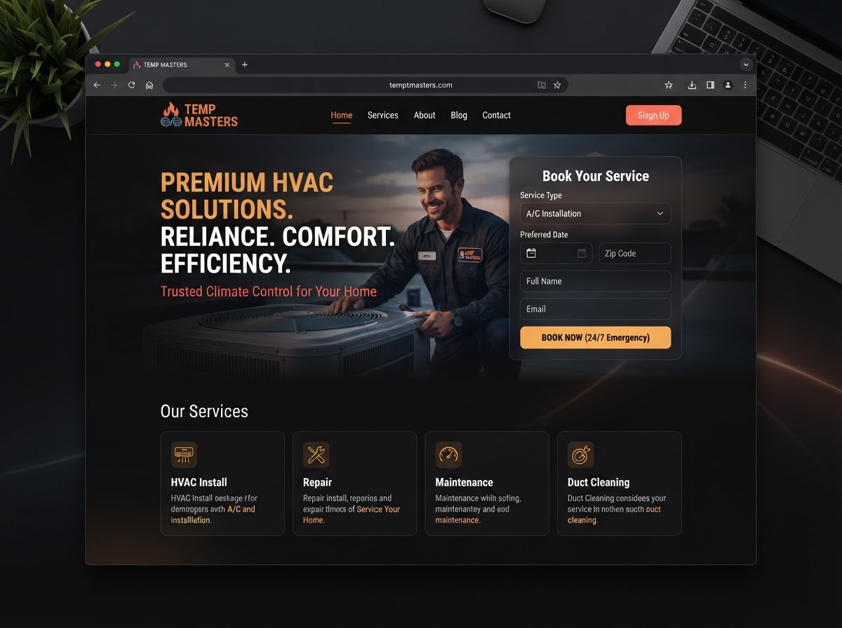 ClimaCare HVAC website preview