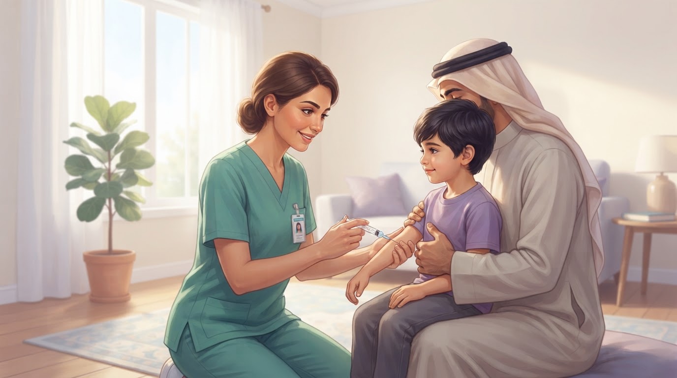 عيادة تطعيمات الأطفال المنزلية — رعاية صحية منزلية في جدة