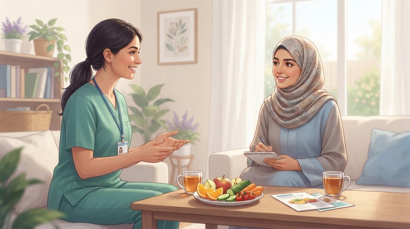 التغذية للمرأة الحامل — رعاية صحية منزلية في جدة