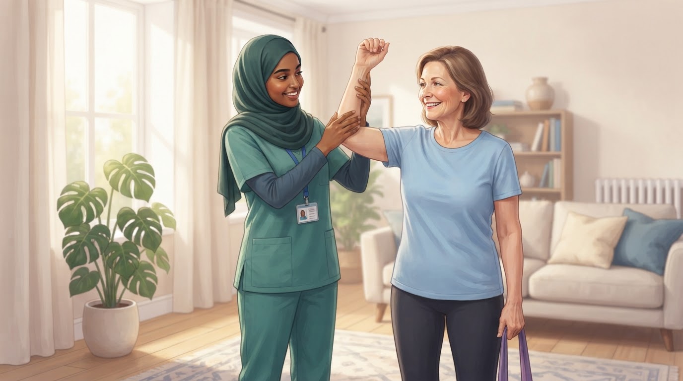 العلاج الطبيعي المنزلي للنساء — رعاية صحية منزلية في جدة