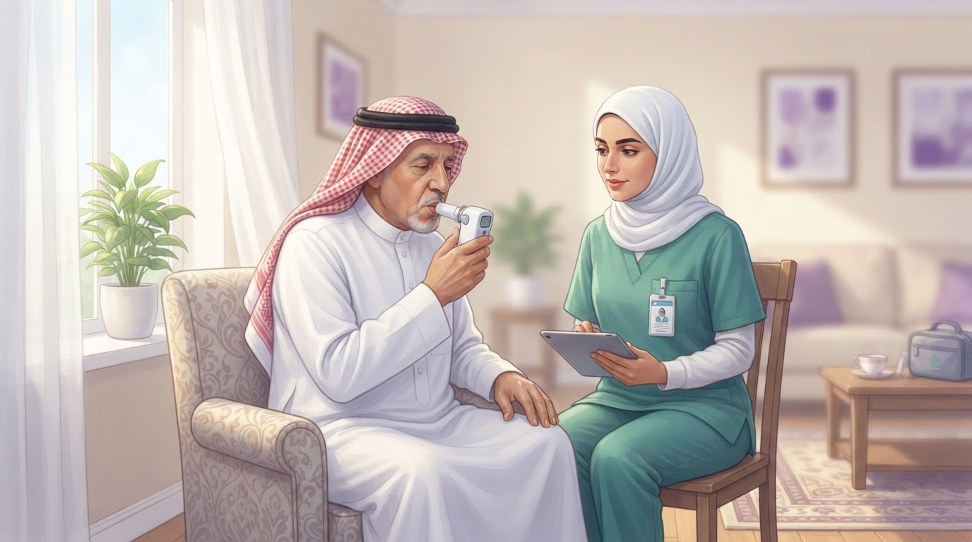 زيارة طبيب صدرية وجهاز تنفسي — رعاية صحية منزلية في جدة