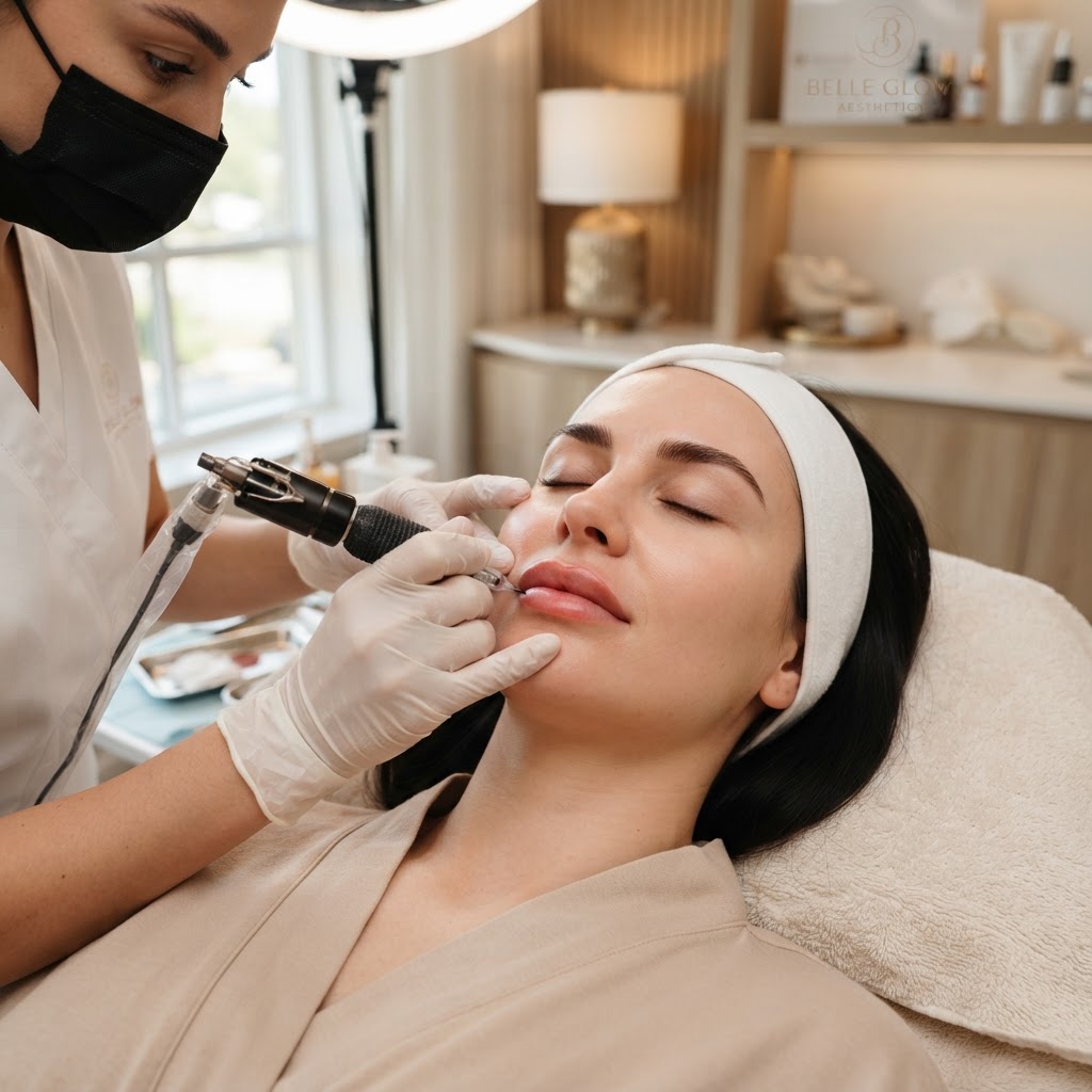A beauty salon treatment in progress