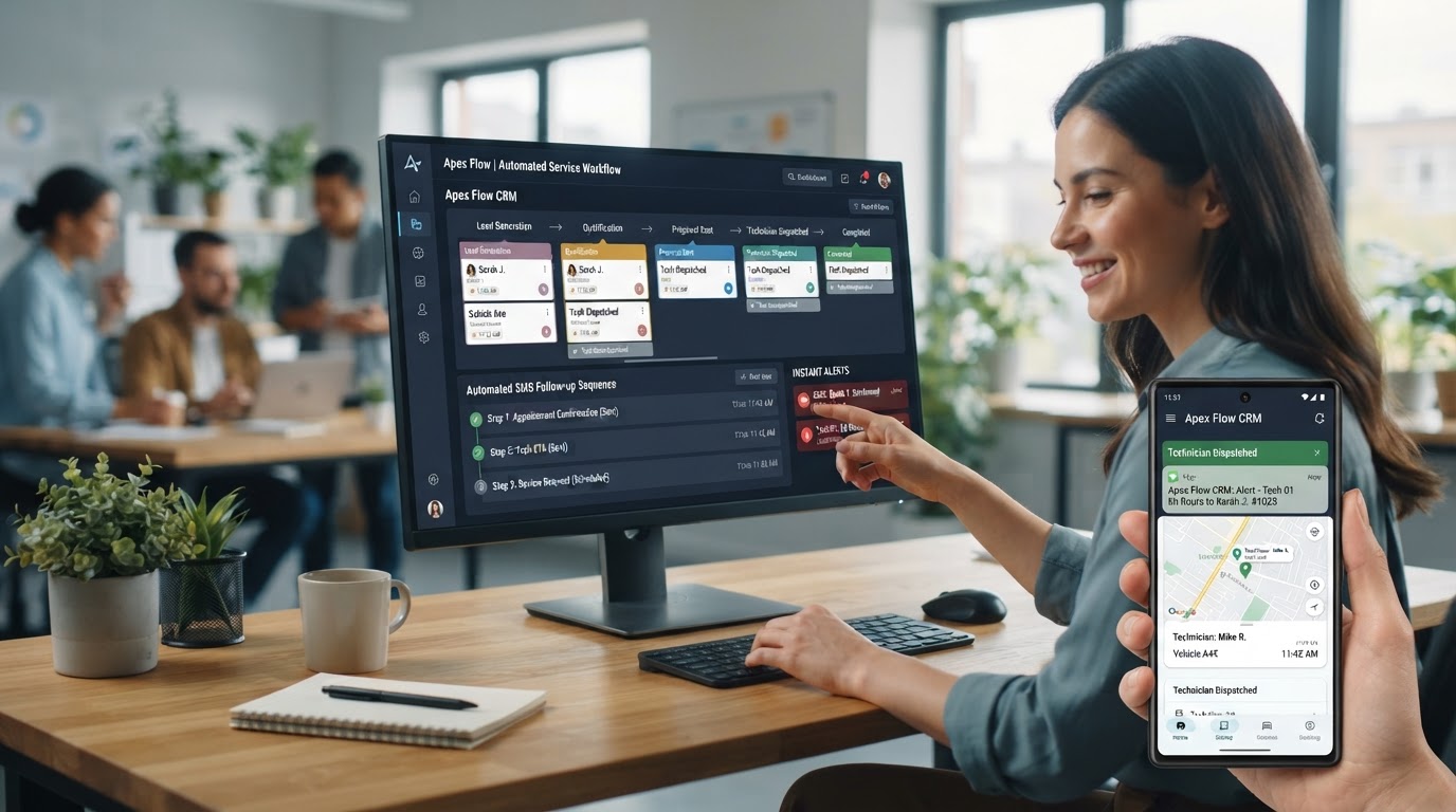 Automated speed-to-lead CRM workflow and instant dispatch alerts