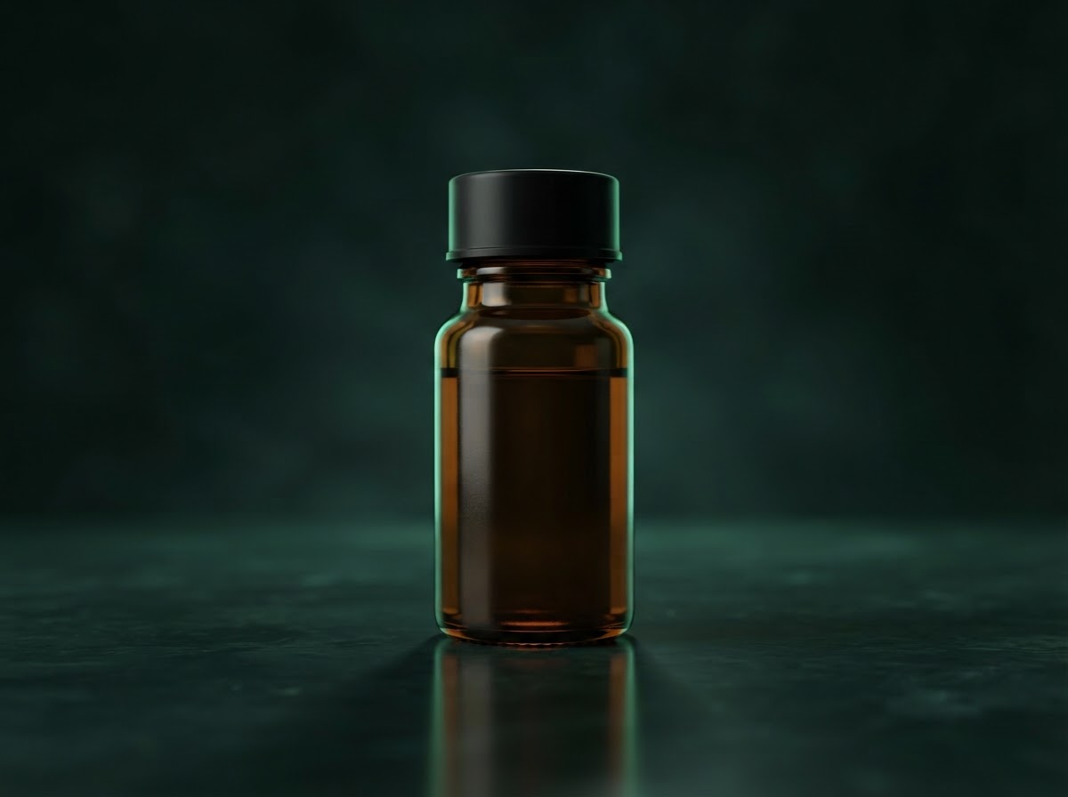 Illustrative men's health treatment vial.