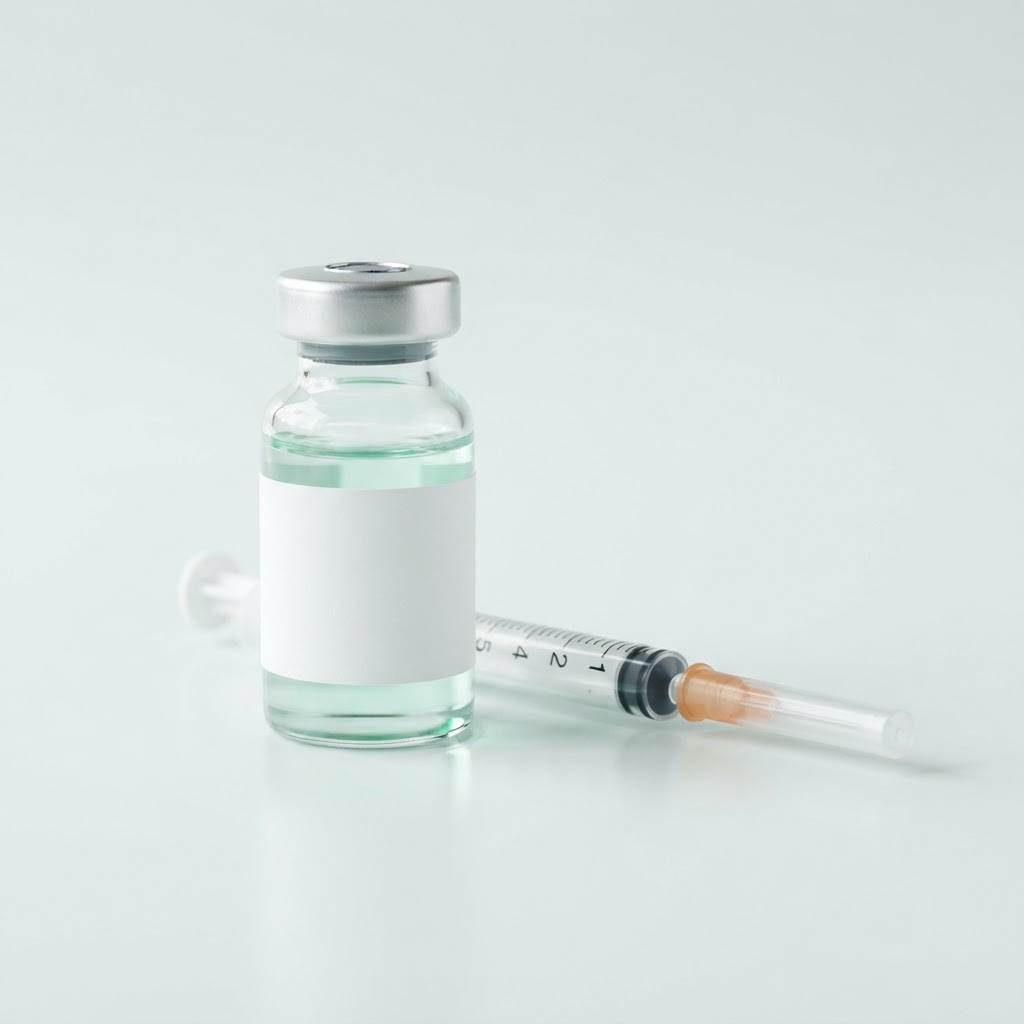 Illustrative medication vial and syringe for tirzepatide.