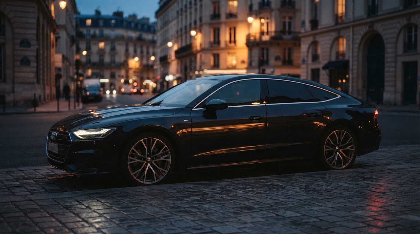 Premium vehicle in warm evening light