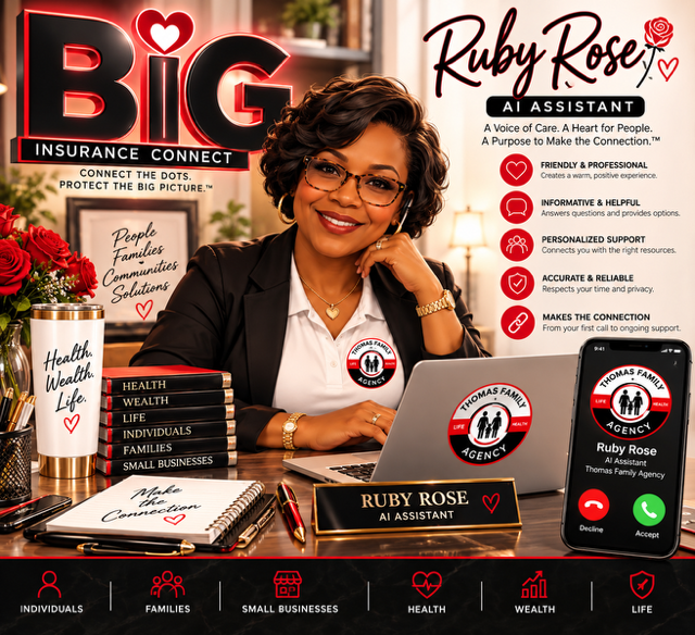 Ruby Rose - AI Assistant from Thomas Family Agency & BIG Insurance Connect