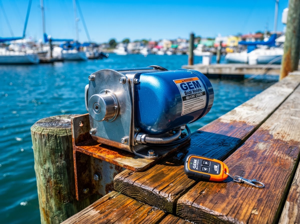 Marine-grade boat lift motor and remote control system